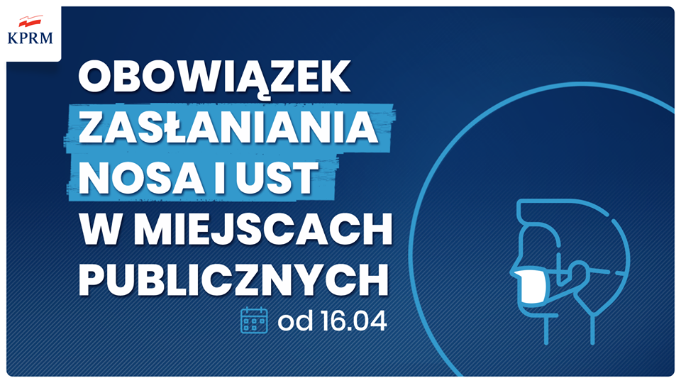 Obowiązek zasłaniania ust i nosa w miejscach publicznych już od 16.04